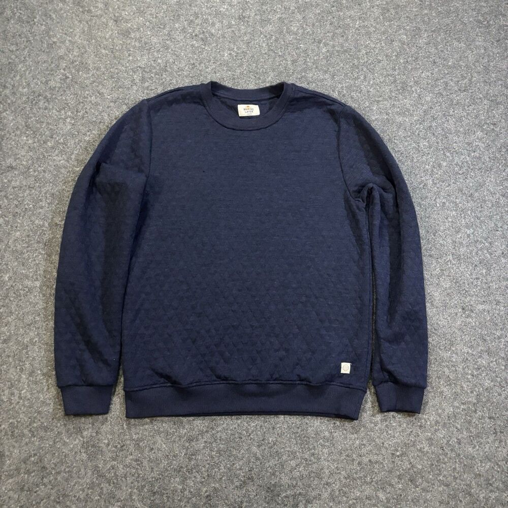 Marine Layer Sweatshirt Mens Medium Quilted Crewneck Pullover Blue